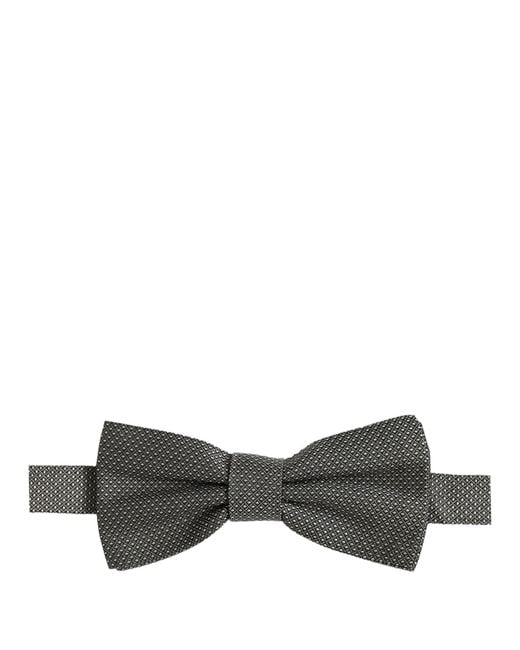 Dolce & Gabbana Men Gray Silk Patterned Adjustable Neck Papillon Bow Tie for men