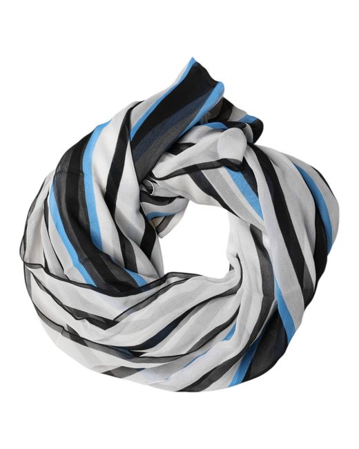 Dolce & Gabbana Blue Striped Neck Warmer Wrap Scarf for men