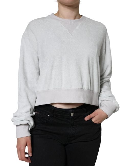 Dolce & Gabbana Gray Nylon Stretch Crew Neck Pullover Sweater