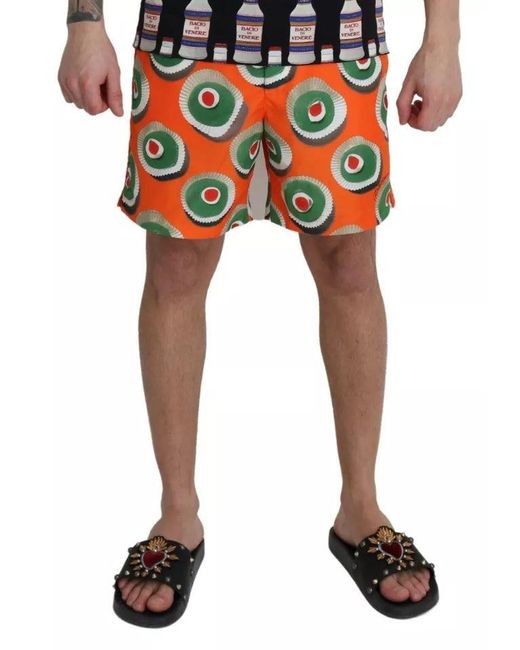 Dolce & Gabbana Black Orange Cupcake Beachwear Shorts Swimwear for men