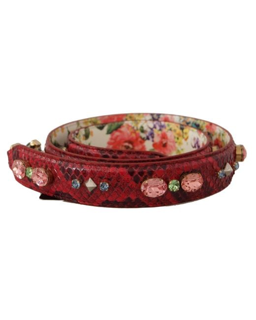 Dolce & Gabbana Black Exotic Leather Crystals Reversible Shoulder Strap