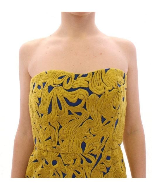 Sachin & Babi Yellow Strapless Bubble Mini Shift Dress