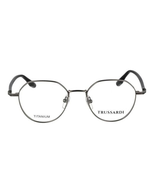 Trussardi Metallic Gray Titanium Glasses (frames) for men