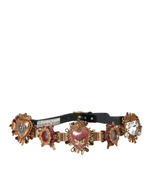 Dolce & Gabbana Brown Brass Sacred Heart Waist Belt
