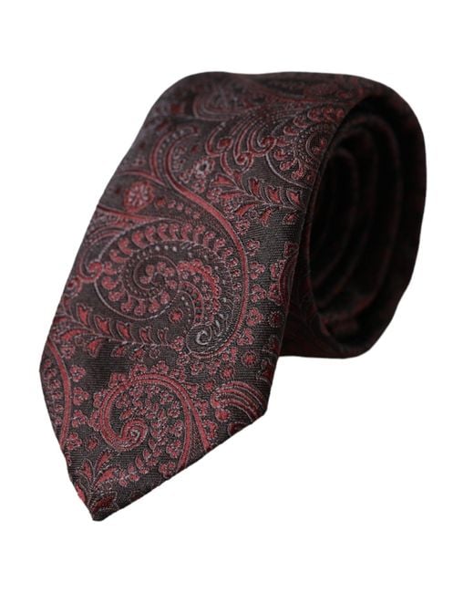 Dolce & Gabbana Red Patterned Silk Adjustable Tie for men