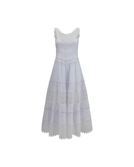Charo Ruiz Gray White Cotton Casual Dress
