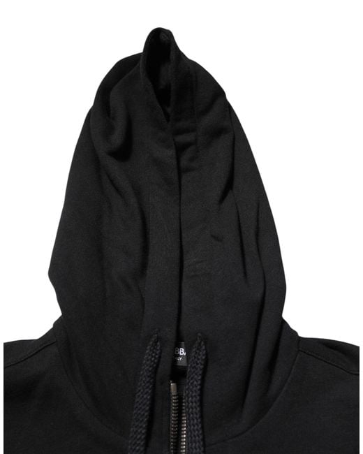 Dolce & Gabbana Sweater Black Cotton Hooded Men Sweatshirt Sweater for men