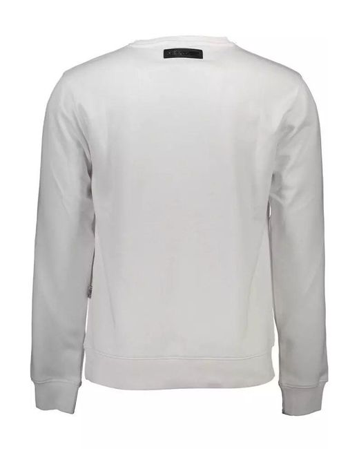 Philipp Plein Gray White Cotton Sweater for men