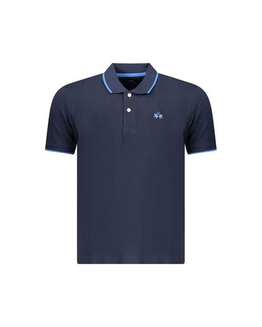 La Martina Blue Cotton Men's Polo Shirt for men