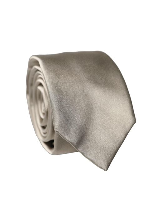 Dolce & Gabbana Gray White Tattoo Floral Silk Adjustable Men Tied Necktie Tie for men