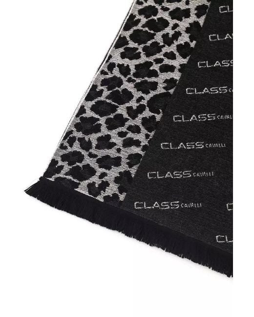Roberto Cavalli Black Wool Scarf for men