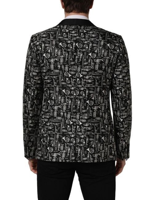 Dolce & Gabbana Black Crystal Embellished Coat Blazer Jacket for men