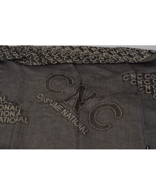 CoSTUME NATIONAL Black Gray Logo Knit Neck Wrap Shawl Scarf