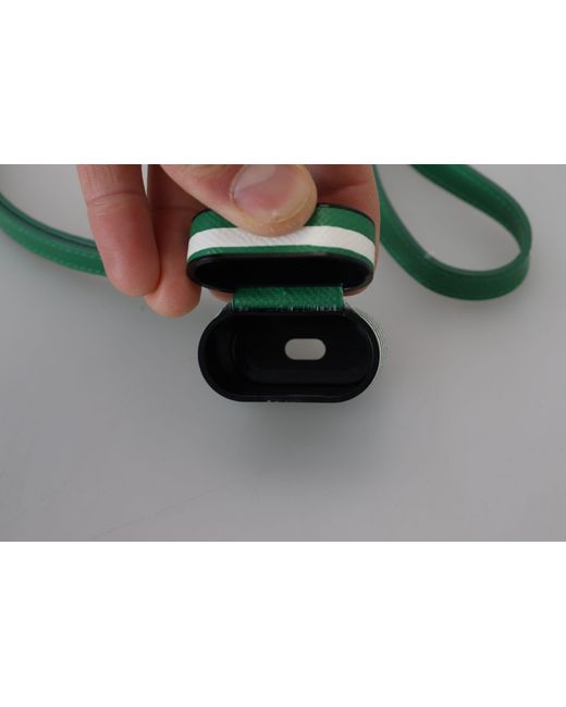 Dolce & Gabbana Green Elegant Leather Airpods Case