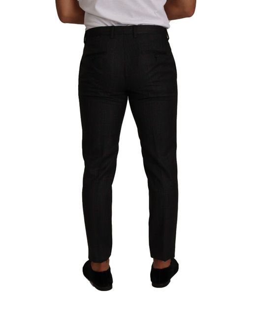 Dolce & Gabbana Black Elegant Check Slim Fit Trousers for men