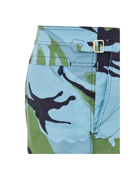 Tom Ford Blue Multicolor Polyamide Swim Shorts for men