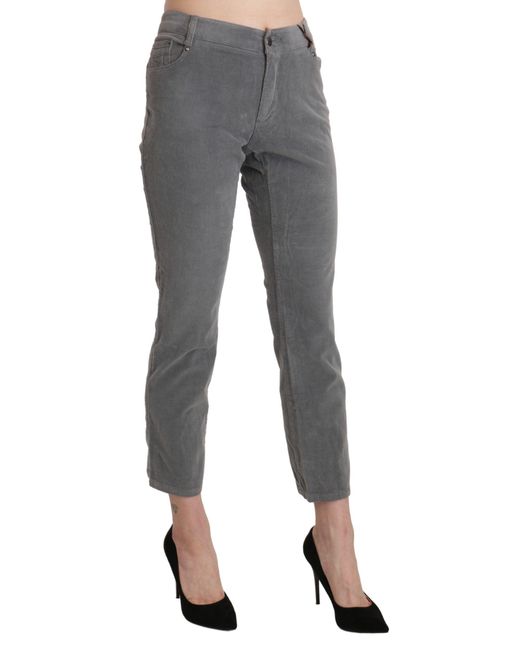 Ermanno Scervino Black Cropped Cotton Stretch Trouser Pants