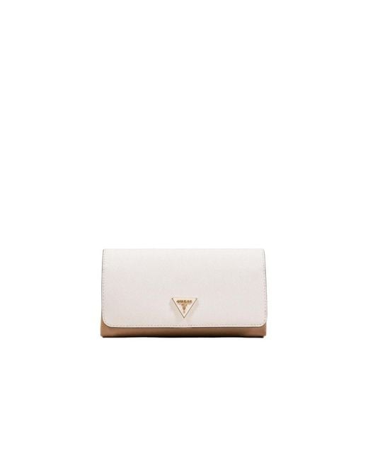 Guess White Beige Polyethylene Clutch Bag