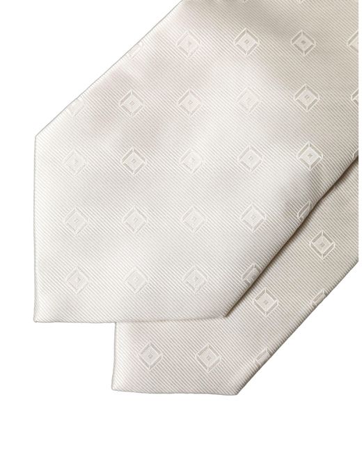 Dolce & Gabbana White Off Geometric Silk Adjustable Neckwomen's Tie