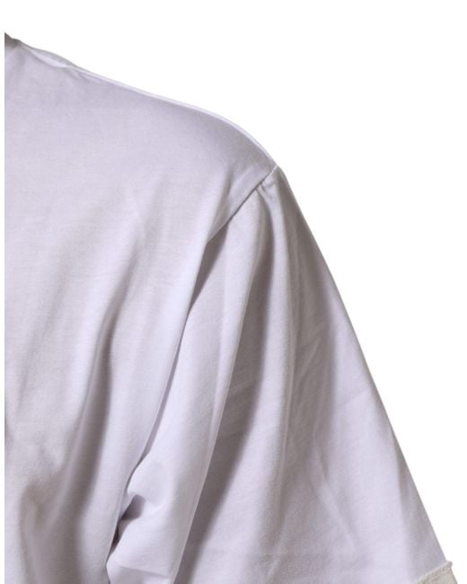 Dolce & Gabbana White Graphic Print Cotton Crew Neck T for men