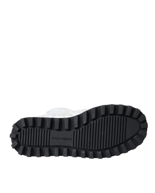 Dolce & Gabbana Gray Metallic Quilted Logo Patch Boot Shoes