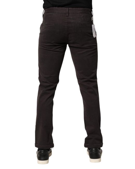 Sun 68 Black Dark Brown Cotton Stretch Skinny Mid Waist Men Trouser Pants for men