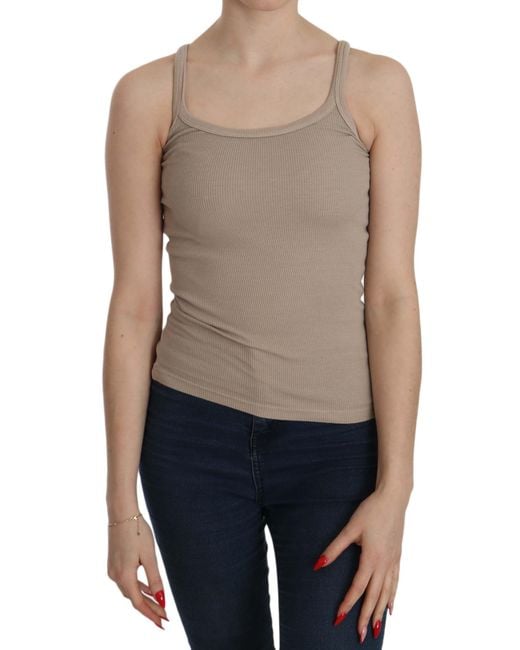 Pink Memories Blue Brown Sleeveless Spaghetti Strap Top Blouse