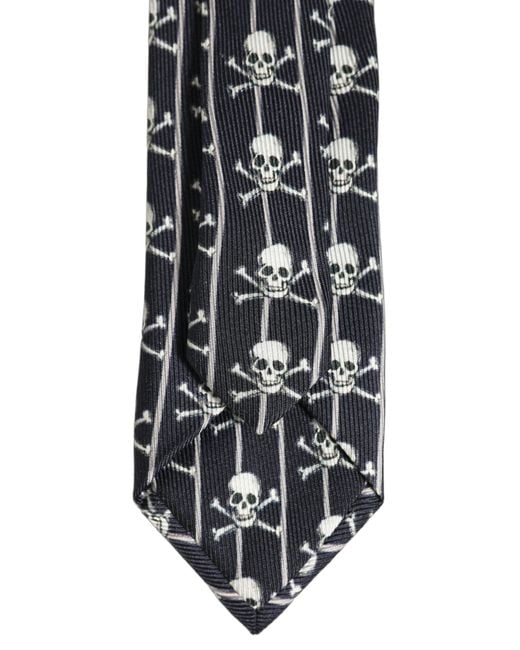 Dolce & Gabbana Men Black Silk Skull Fantasy Adjustable Tied Necktie Tie for men