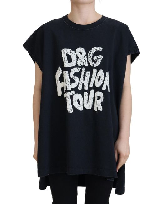 Dolce & Gabbana Black D&g Fashion Round Neck Cotton T-shirt