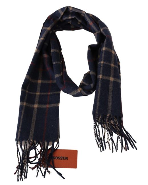 Missoni Black Checkered Neck Wrap Fringes Scarf