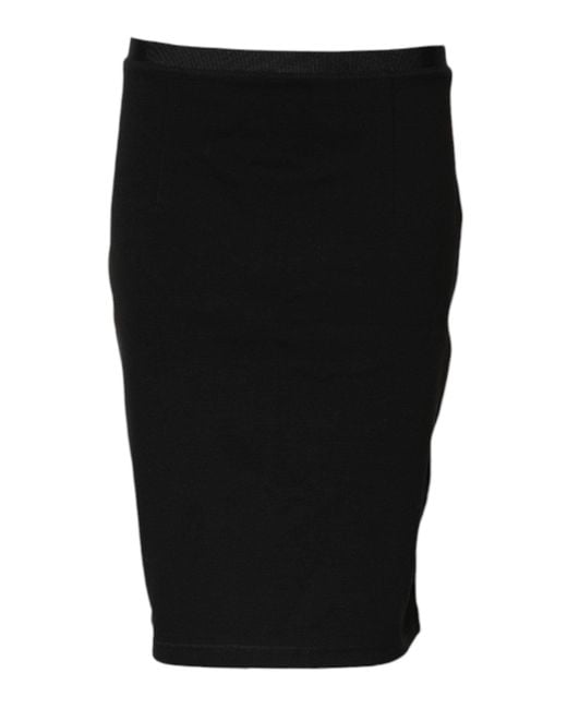 Gianfranco Ferré Black Polyester Pencil Cut Knee Length Skirt