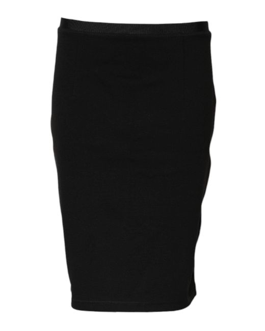 Gianfranco Ferré Black Polyester Pencil Cut Knee Length Skirt