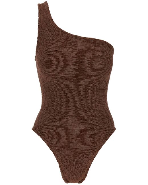 Hunza G Brown Nancy One-Shoulder Swimsuit