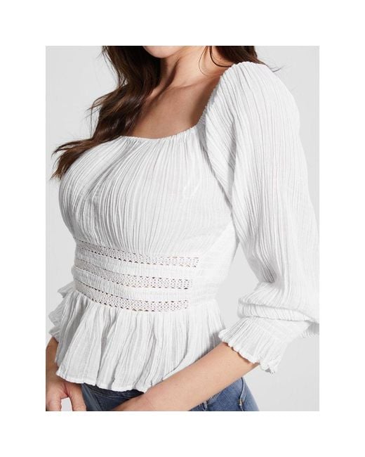 Guess Gray White Ramie Tank Tops