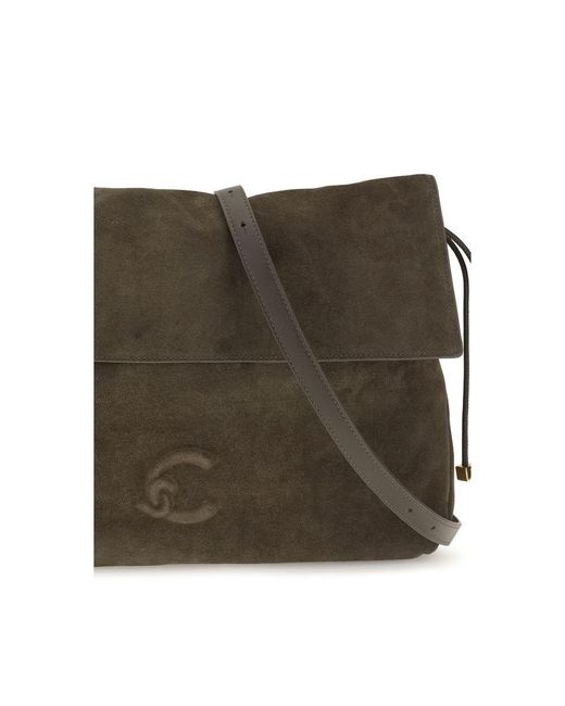 Coccinelle Green Brown Calf Leather Bos Taurus Shoulder Bag