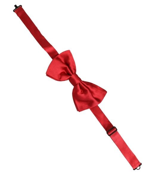 Dolce & Gabbana Men Red 100% Silk Adjustable Neck Papillon Bow Tie for men