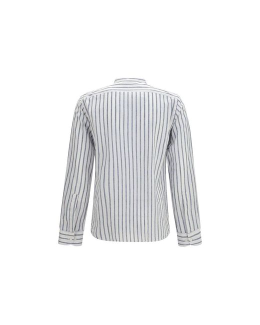 Brooksfield Blue Cotton Pattern Shirt for men