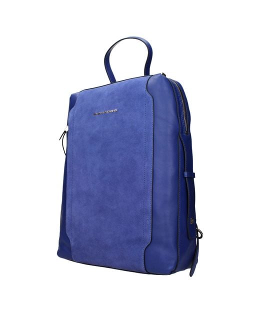 Piquadro Blue Leather Backpacks