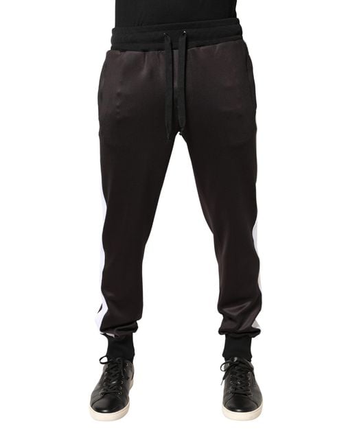 Dolce & Gabbana Black Brown Polyester Skinny Jogger Trouser Pants for men