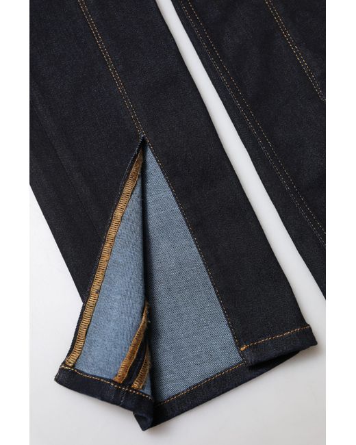 Dolce & Gabbana Black Blue Cotton High Waist Skinny Denim Jeans for men