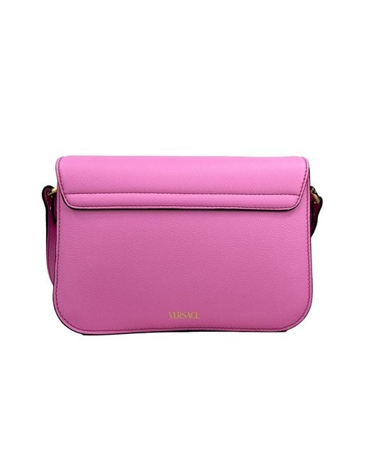 Versace Pink La Medusa Leather Shoulder Crossbody Bag Purse