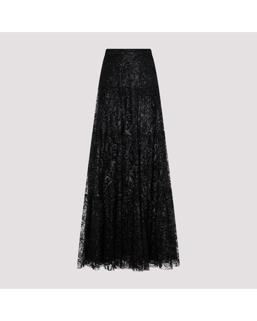 Ralph Lauren Collection Black Cotton Sutton Knee A Line Skirt