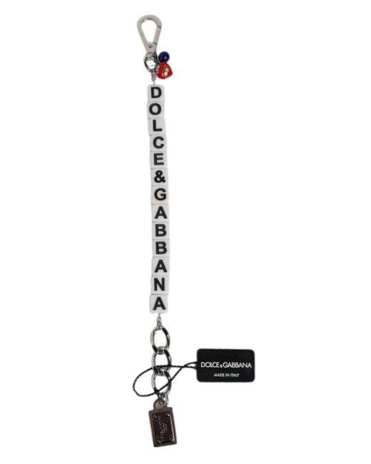 Dolce & Gabbana Metallic Brass Chain Dice Logo Embellished Charm Bracelet