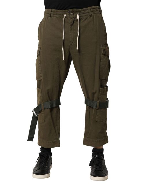 Dolce & Gabbana Green Cargo Pants With Buckled Straps for men