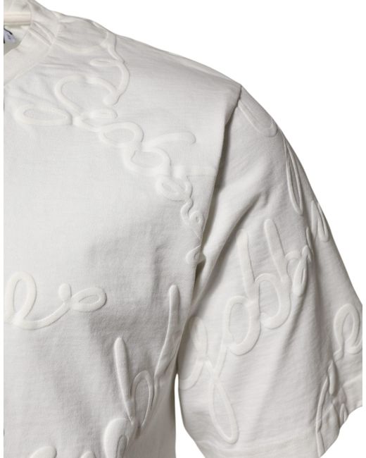 Dolce & Gabbana White Embossed Logo Short Sleeve Tee for men