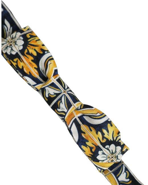 Dolce & Gabbana Green Multicolor Damask Style Adjustable Neck Papillon Bow Tie for men