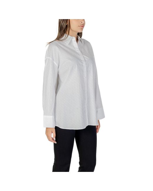ARMANI EXCHANGE Gray White Cotton Blouse