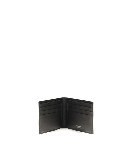 Ferragamo Gray Black Calf Leather Bos Taurus Wallet for men