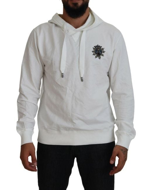 Dolce & Gabbana Gray Cotton Hooded Sweatshirt Logo Sweater for men