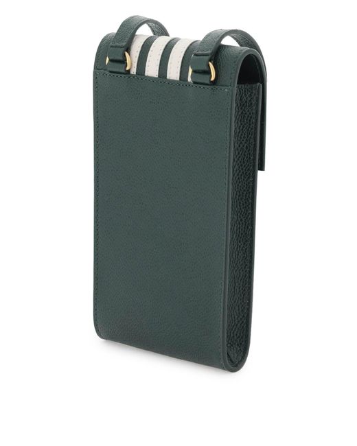 Thom Browne Green Leather Crossbody Phone Holder for men
